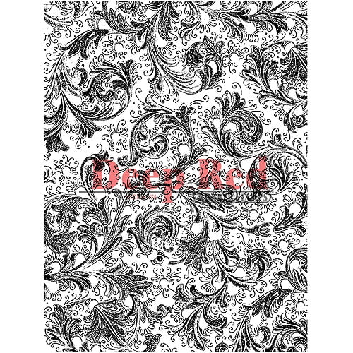 Deep Red Stamps Floral Trumpets Background Rubber Cling Stamp 